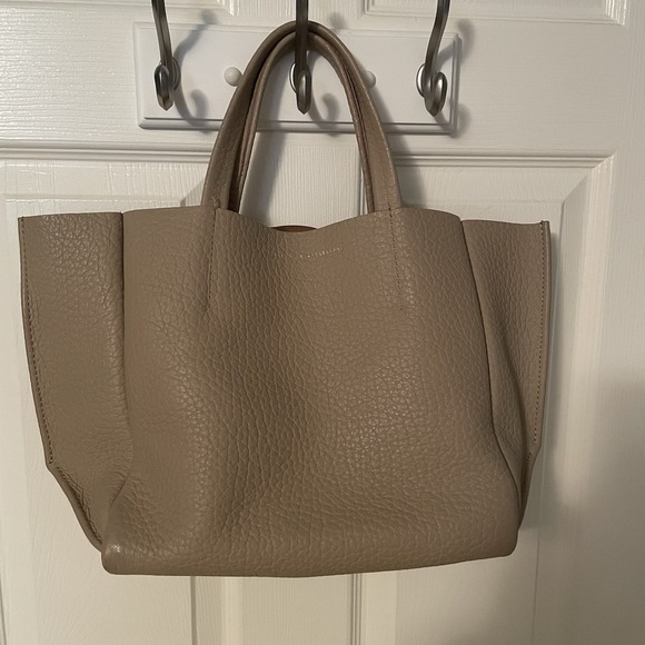 Ampersand As Apostrophe Medium Tan Pebbled Leather Tote Bag Purse Handbag - Picture 10 of 11